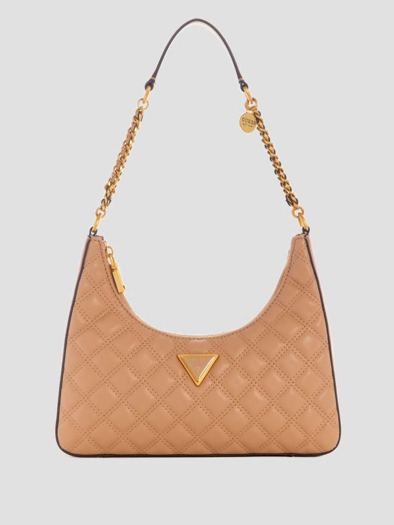 Guess Giully Top-Zip Shoulder Bag - Beige Overflow Guess Giully Top-Zip Shoulder Bag - Beige Overflow