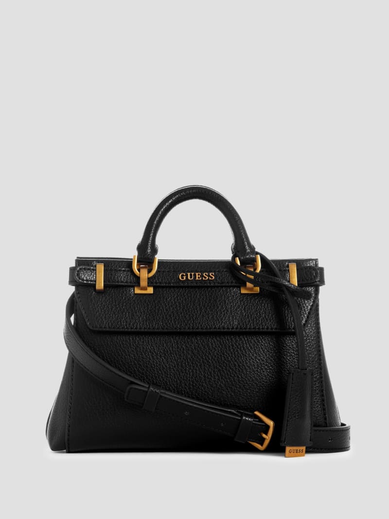 Guess Sestri Pebbled Mini Satchel - Black Floral Print Guess Sestri Pebbled Mini Satchel - Black Floral Print