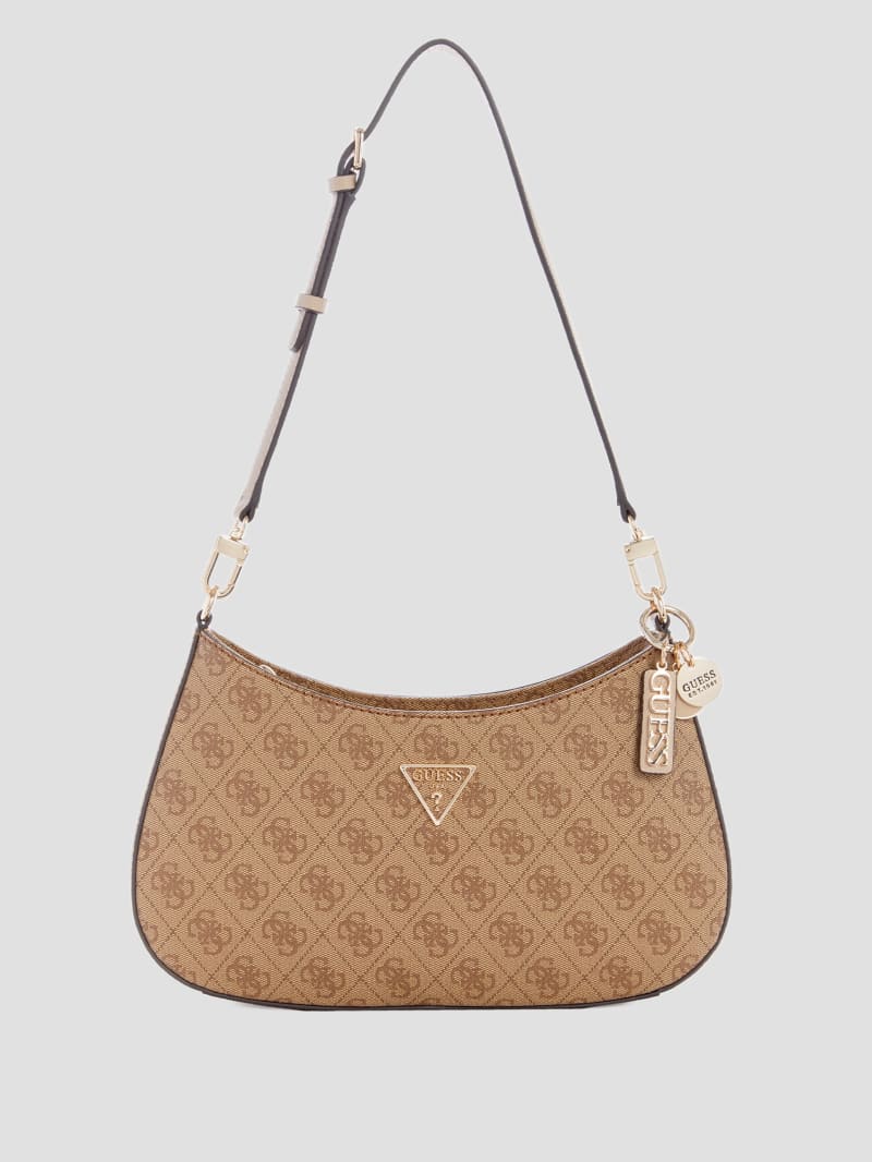 Guess Noelle Quattro G Shoulder Bag - Latte Logo Guess Noelle Quattro G Shoulder Bag - Latte Logo