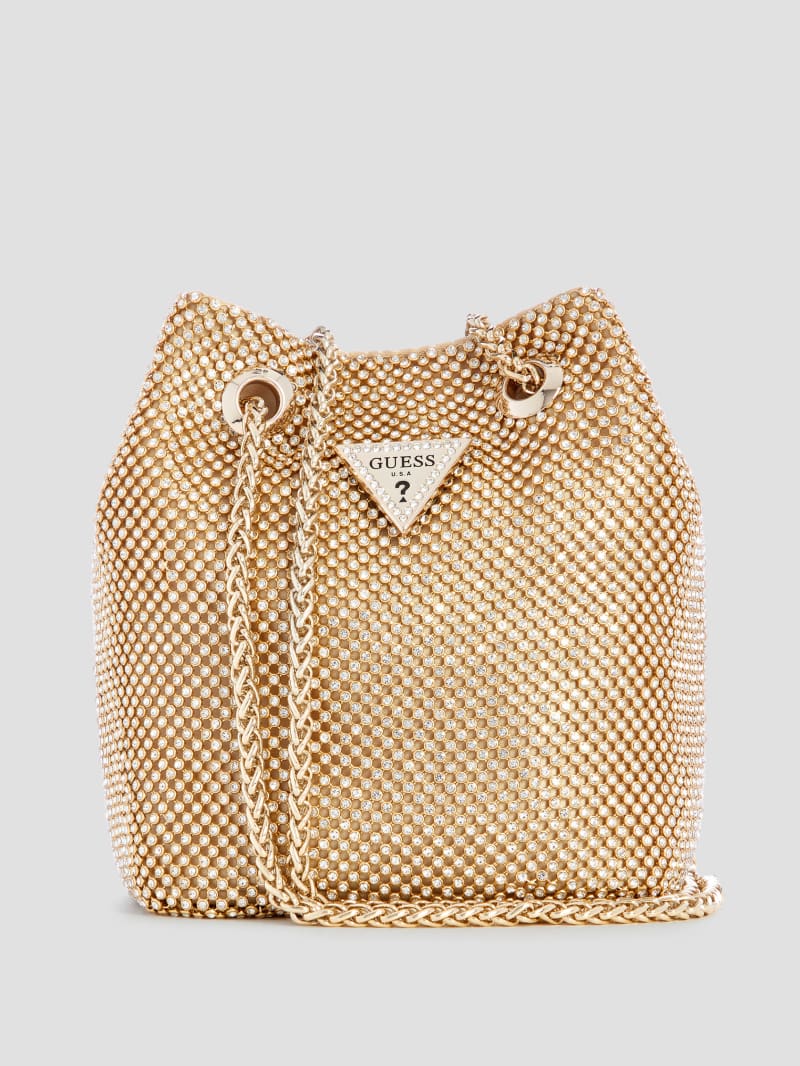 Guess Lua Rhinestone Mesh Mini Pouch Bag - Gold Guess Lua Rhinestone Mesh Mini Pouch Bag - Gold