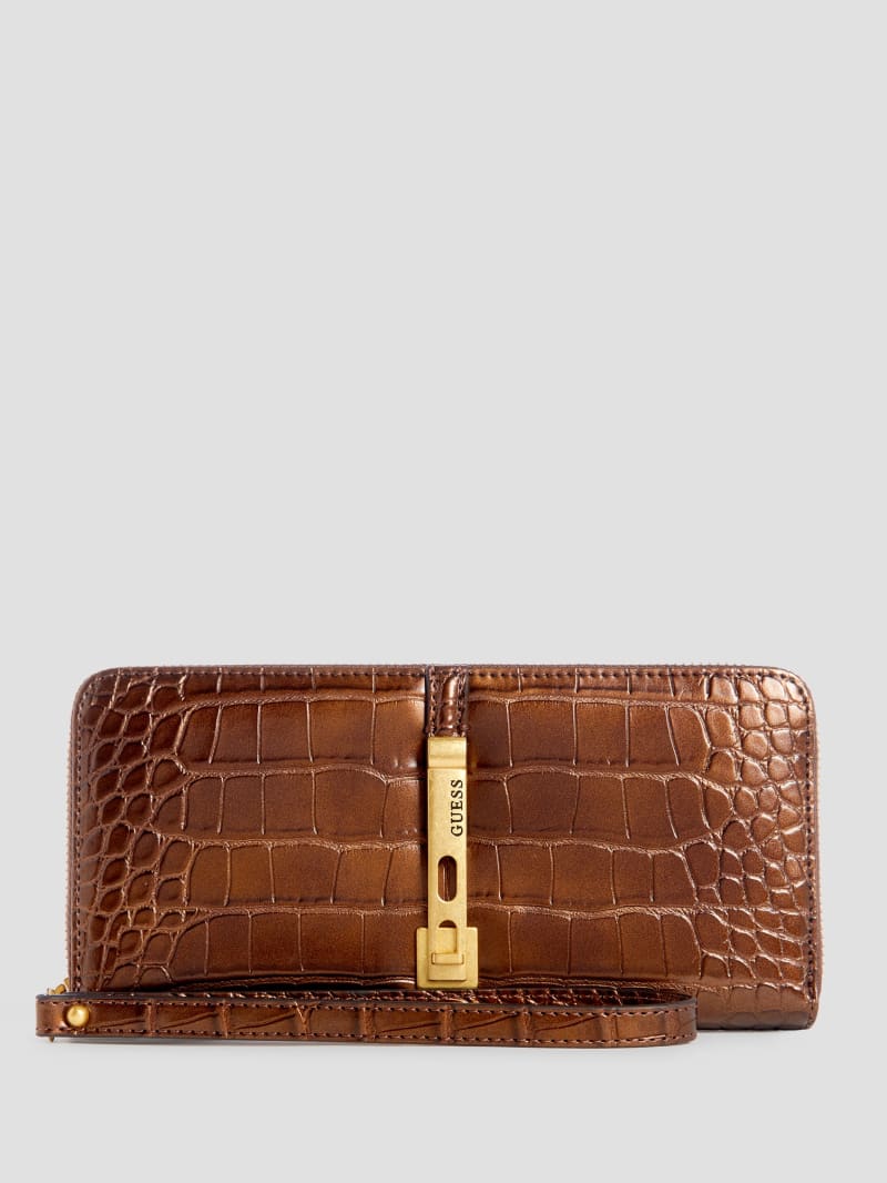 Guess James Croc Large Zip-Around Wallet - Bronze Guess James Croc Large Zip-Around Wallet - Bronze
