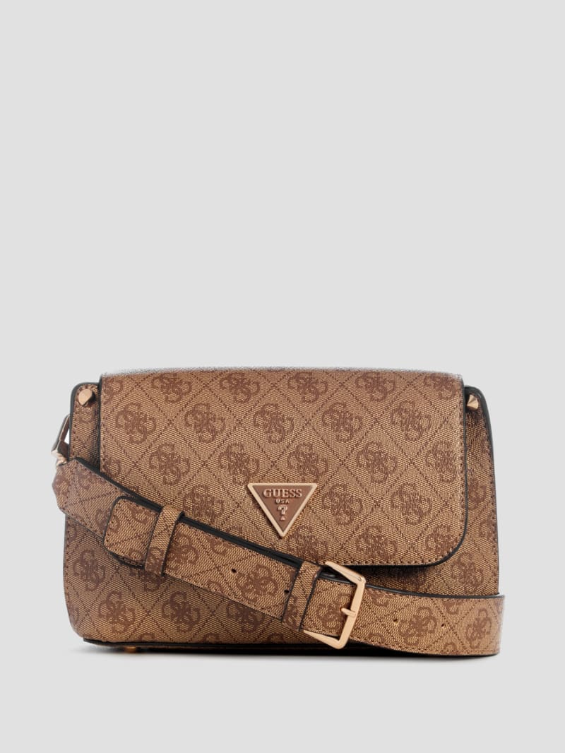 Guess Meridian Quattro G Fold-Over Shoulder Bag - Latte Logo Guess Meridian Quattro G Fold-Over Shoulder Bag - Latte Logo