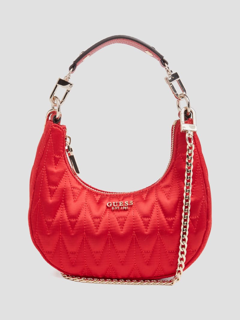 Guess Golden Rock Mini Crescent Hobo Bag - Red Guess Golden Rock Mini Crescent Hobo Bag - Red