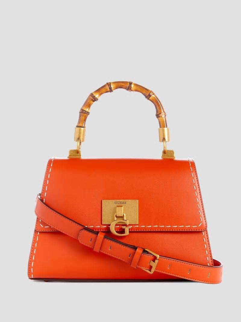 Guess Stephi Bamboo Handle Mini Satchel - Orange Guess Stephi Bamboo Handle Mini Satchel - Orange