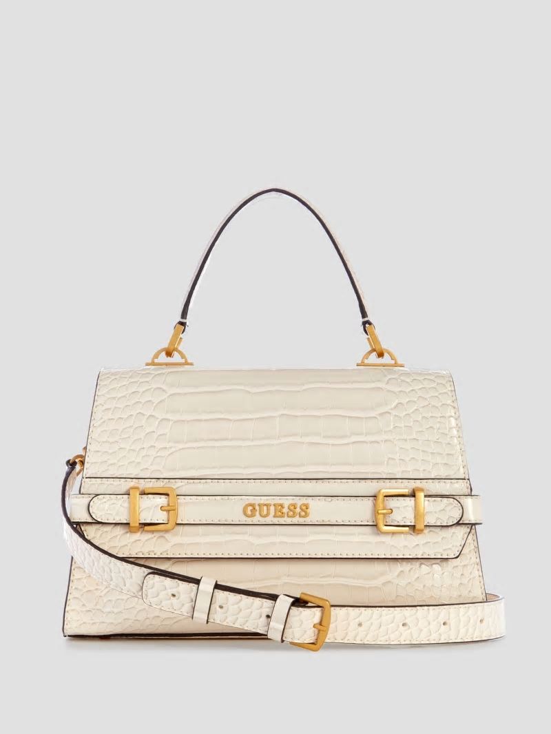 Guess Sestri Crocodile-Embossed Crossbody - White Guess Sestri Crocodile-Embossed Crossbody - White