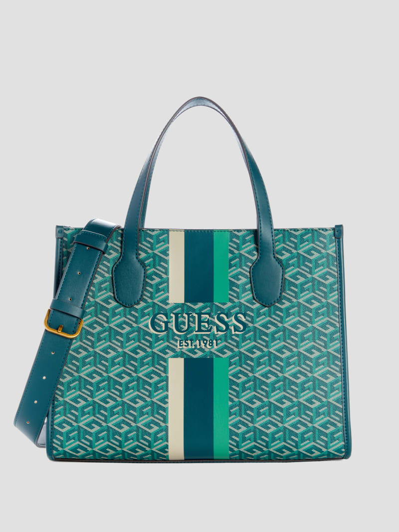 Guess Silvana G Cube Tote - Hunter Logo Guess Silvana G Cube Tote - Hunter Logo