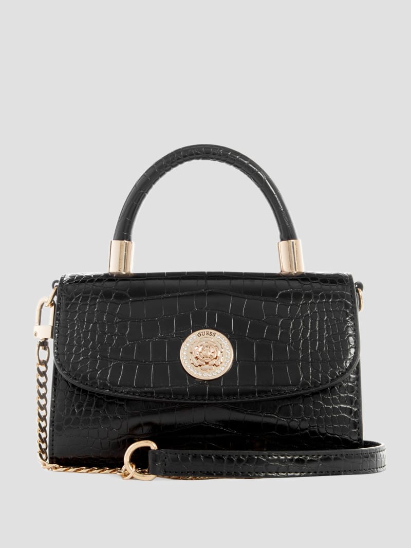 Guess Golden Rock Top-Handle Bag - Black Floral Print Guess Golden Rock Top-Handle Bag - Black Floral Print