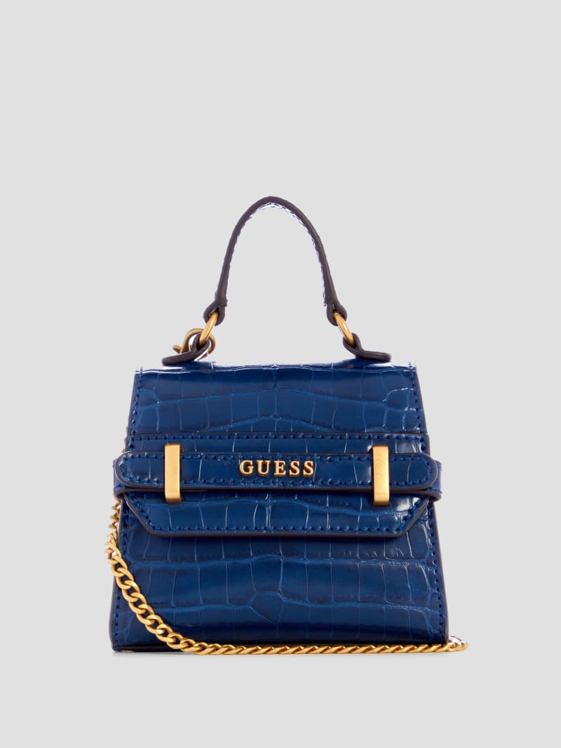 Guess Sestri Crocodile-Embossed Mini Crossbody - Blue Guess Sestri Crocodile-Embossed Mini Crossbody - Blue