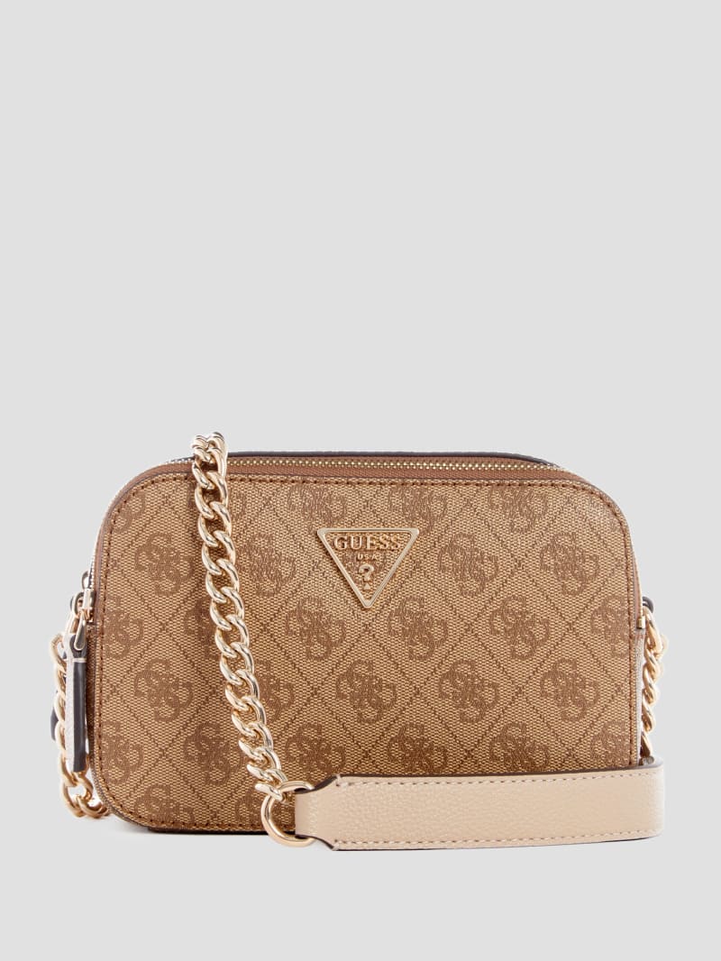 Guess Noelle Quatto G Camera Crossbody - Latte Logo Guess Noelle Quatto G Camera Crossbody - Latte Logo