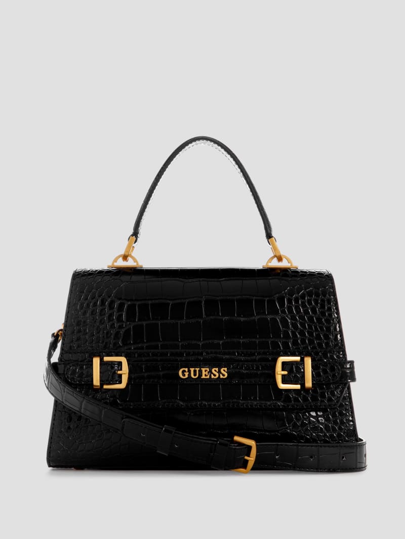 Guess Sestri Crocodile-Embossed Crossbody - Black Guess Sestri Crocodile-Embossed Crossbody - Black