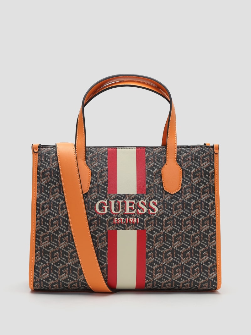 Guess Silvana G Cube Tote - Black Gold Guess Silvana G Cube Tote - Black Gold