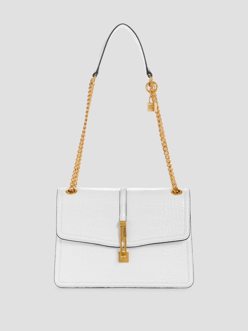 Guess James Croc Convertible Bag - White Multi Guess James Croc Convertible Bag - White Multi