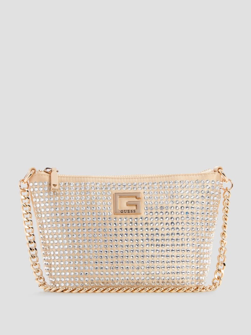 Guess Gilded Glamour Mini Top-Zip Bucket Bag - Pale Gold Guess Gilded Glamour Mini Top-Zip Bucket Bag - Pale Gold