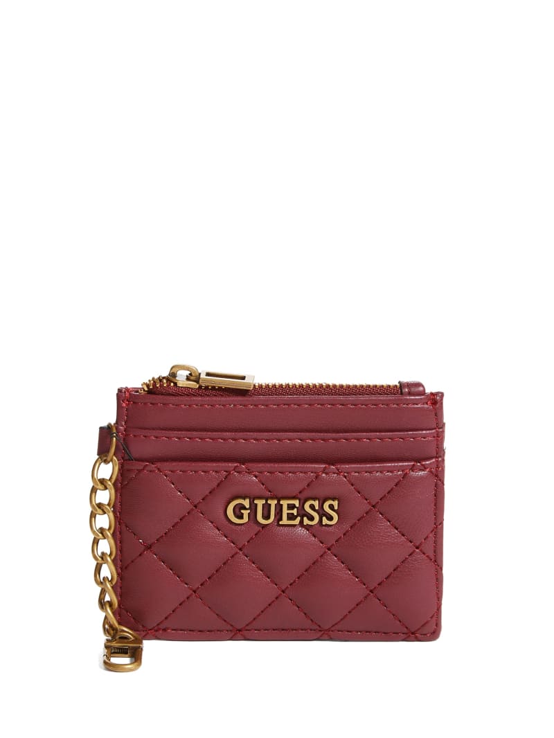 Guess Quilted Card Holder - Burgundy Guess Quilted Card Holder - Burgundy