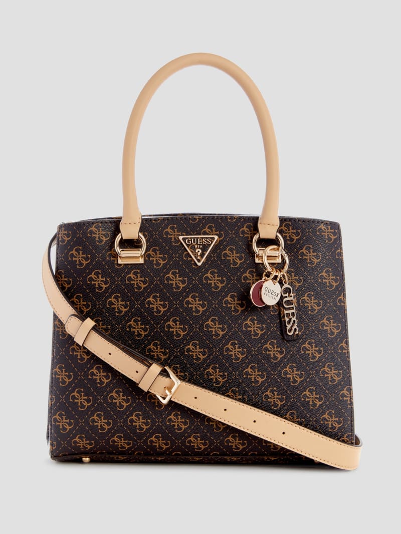 Guess Noelle Quattro G Girlfriend Satchel - Brown Multi Guess Noelle Quattro G Girlfriend Satchel - Brown Multi