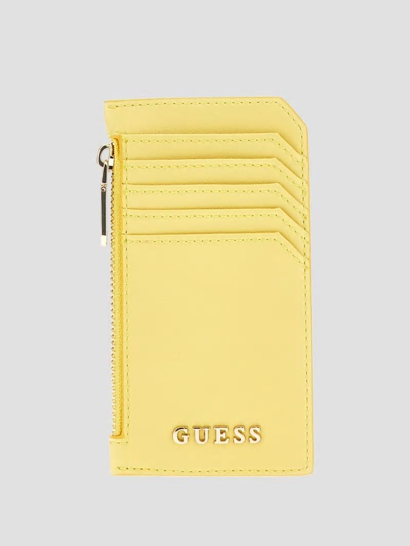 Guess Faux-Leather Zip Card Holder - Yellow Guess Faux-Leather Zip Card Holder - Yellow