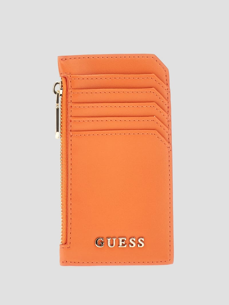 Guess Faux-Leather Zip Card Holder - Orange Guess Faux-Leather Zip Card Holder - Orange