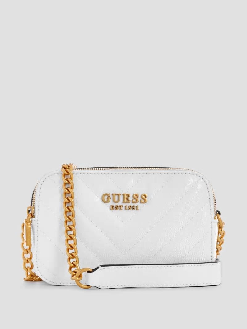 Guess Jania Quilted Camera Crossbody - White Guess Jania Quilted Camera Crossbody - White