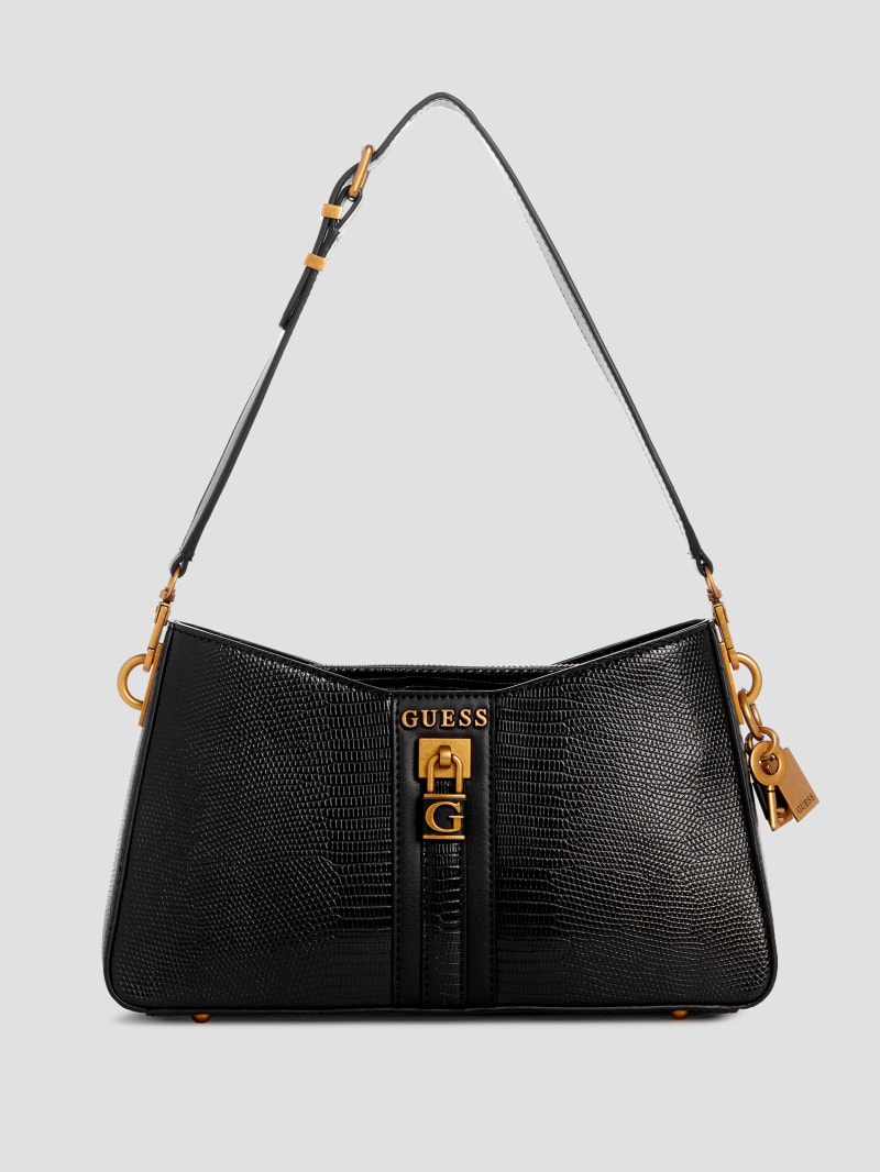 Guess Ginevra Elite Shoulder Bag - Black Floral Print Guess Ginevra Elite Shoulder Bag - Black Floral Print