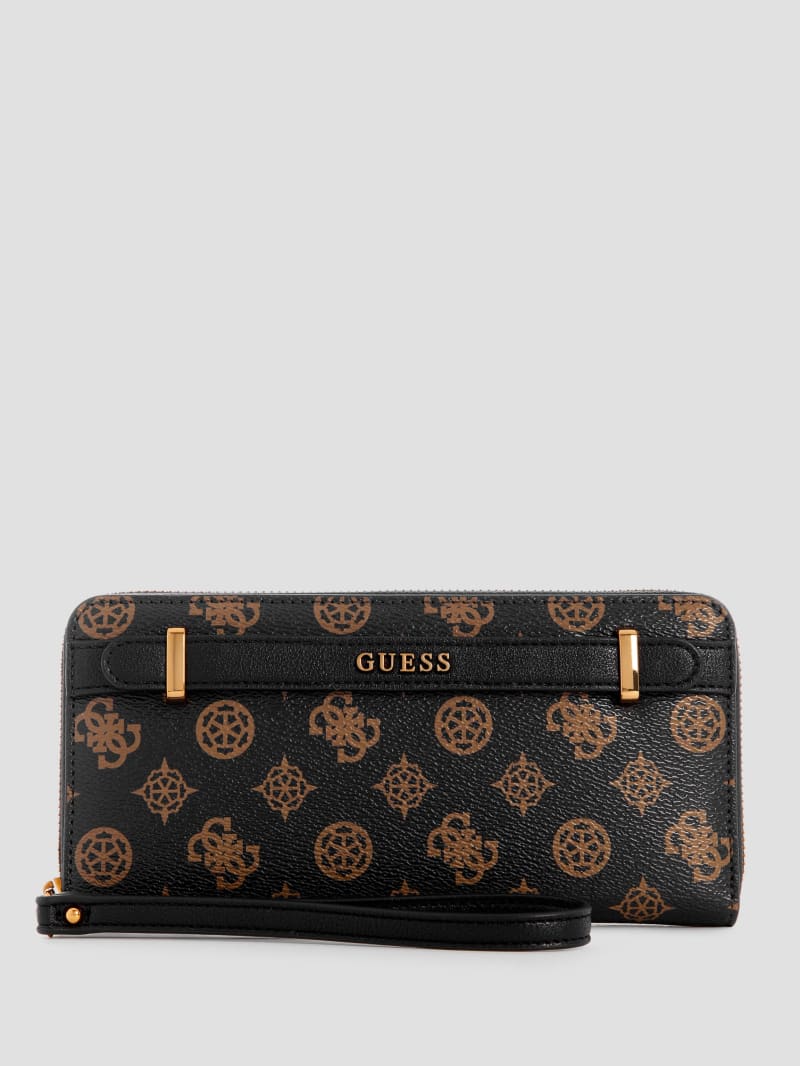 Guess Sestri Logo Large Zip-Around Wallet - Brown Guess Sestri Logo Large Zip-Around Wallet - Brown