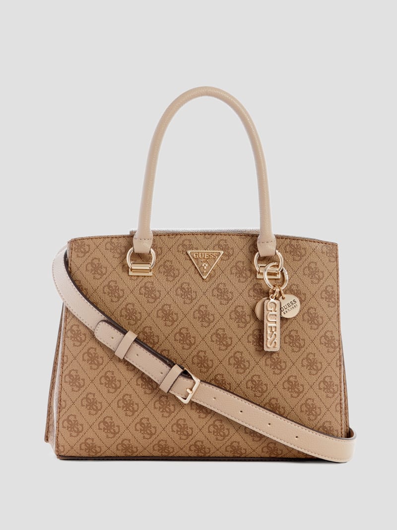 Guess Noelle Quattro G Girlfriend Satchel - Latte Logo Guess Noelle Quattro G Girlfriend Satchel - Latte Logo