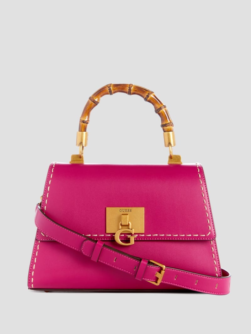 Guess Stephi Bamboo Handle Mini Satchel - Magenta Guess Stephi Bamboo Handle Mini Satchel - Magenta