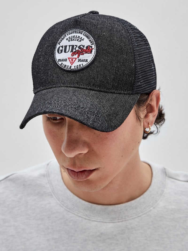 Guess GUESS Originals Denim Trucker Hat - Black Guess GUESS Originals Denim Trucker Hat - Black