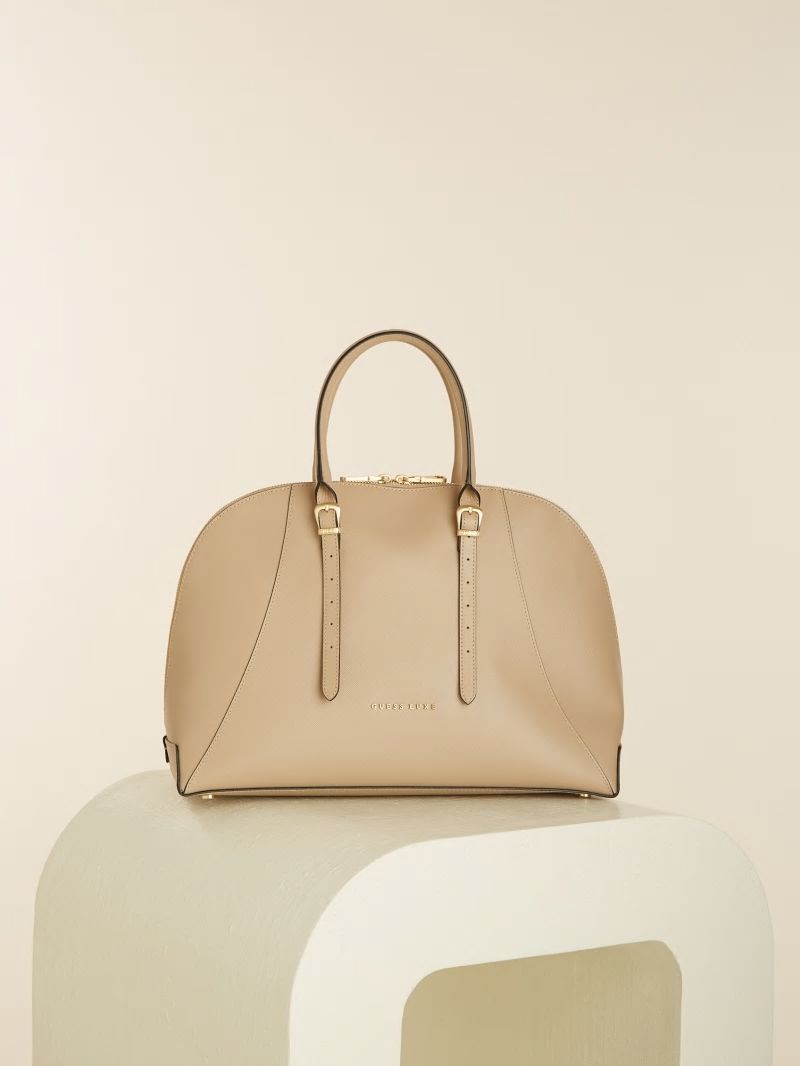 Guess Lady Luxe Dome Satchel - Taupe Guess Lady Luxe Dome Satchel - Taupe