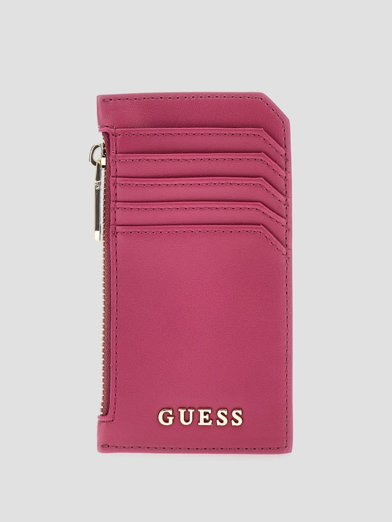 Guess Faux-Leather Zip Card Holder - Fuchsia Guess Faux-Leather Zip Card Holder - Fuchsia
