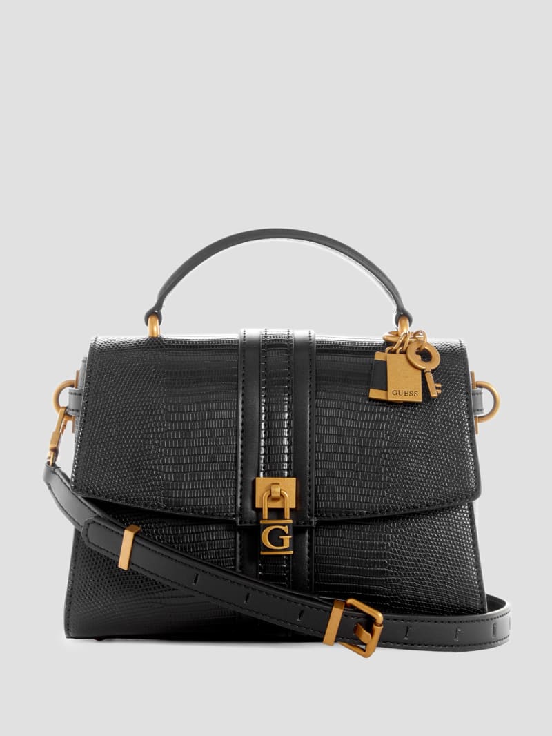 Guess Ginevra Textured Top Handle Crossbody - Black Floral Print Guess Ginevra Textured Top Handle Crossbody - Black Floral Print