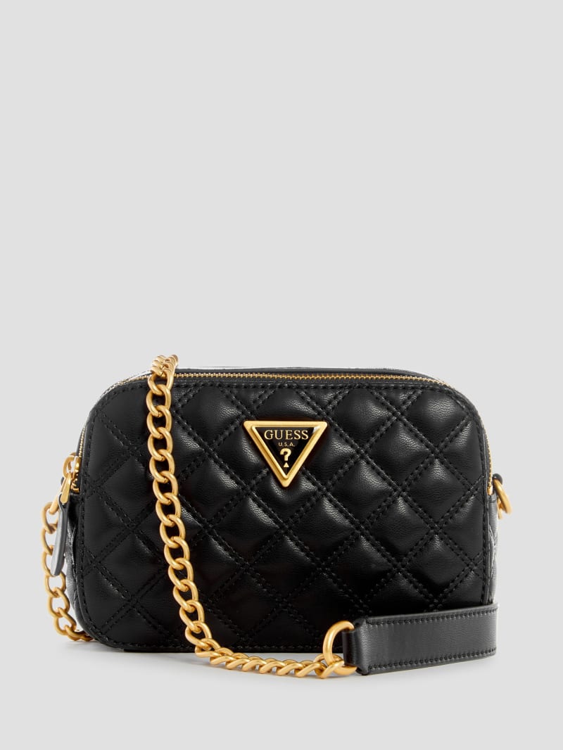 Guess Giully Quilted Camera Crossbody - Black Floral Print Guess Giully Quilted Camera Crossbody - Black Floral Print