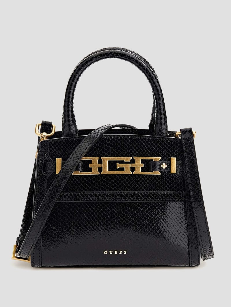 Guess Cristina Small Leather Satchel - Black Floral Print Guess Cristina Small Leather Satchel - Black Floral Print