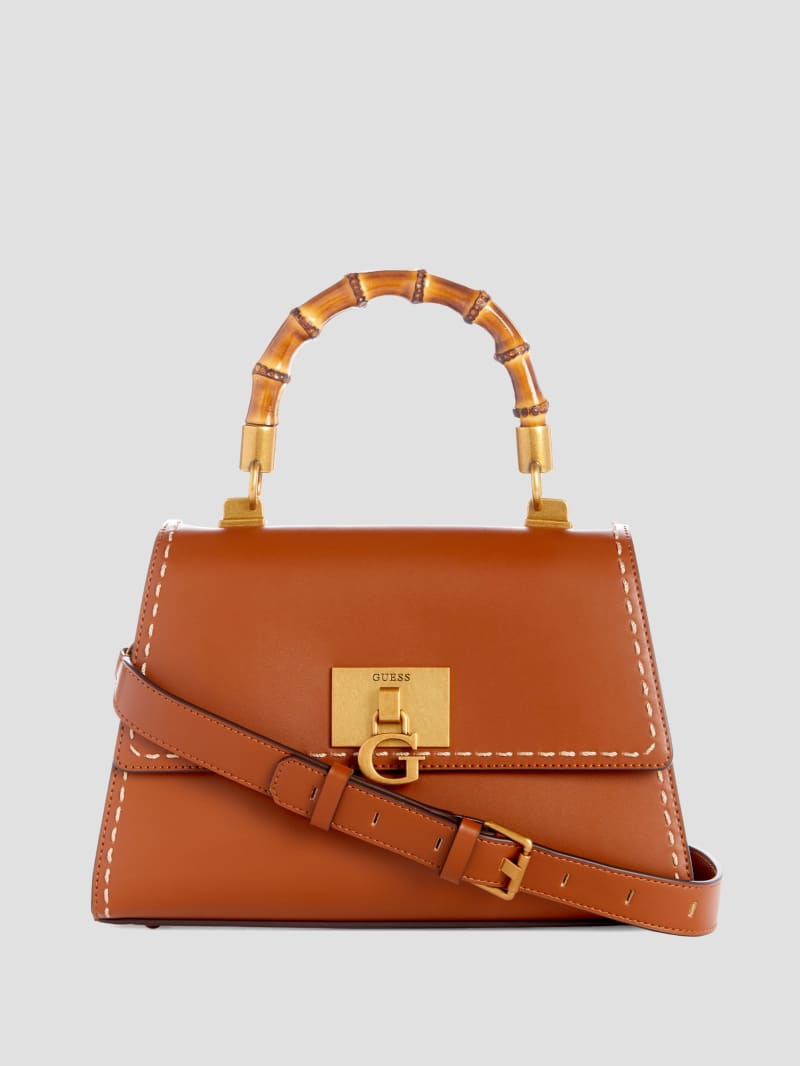 Guess Stephi Bamboo Handle Mini Satchel - Cognac Guess Stephi Bamboo Handle Mini Satchel - Cognac