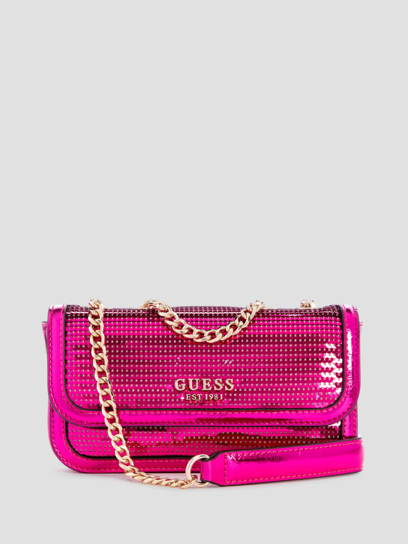 Guess Kaska Sequin Convertible Mini Crossbody - Fuchsia Guess Kaska Sequin Convertible Mini Crossbody - Fuchsia