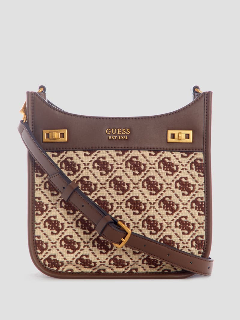 Guess Katey Jacquard Mini Hobo Bag - Brown Multi Guess Katey Jacquard Mini Hobo Bag - Brown Multi