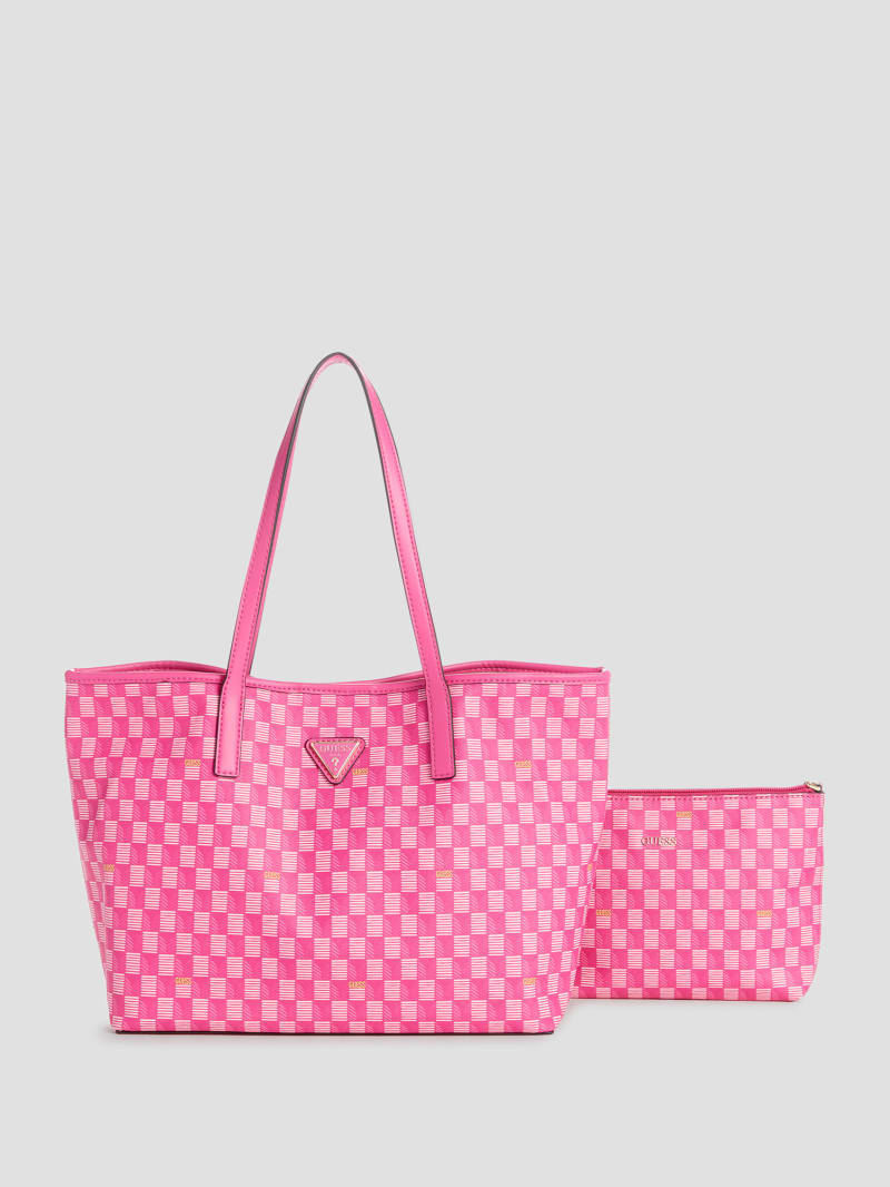 Guess Vikky Tote Set - Fuchsia Logo Guess Vikky Tote Set - Fuchsia Logo