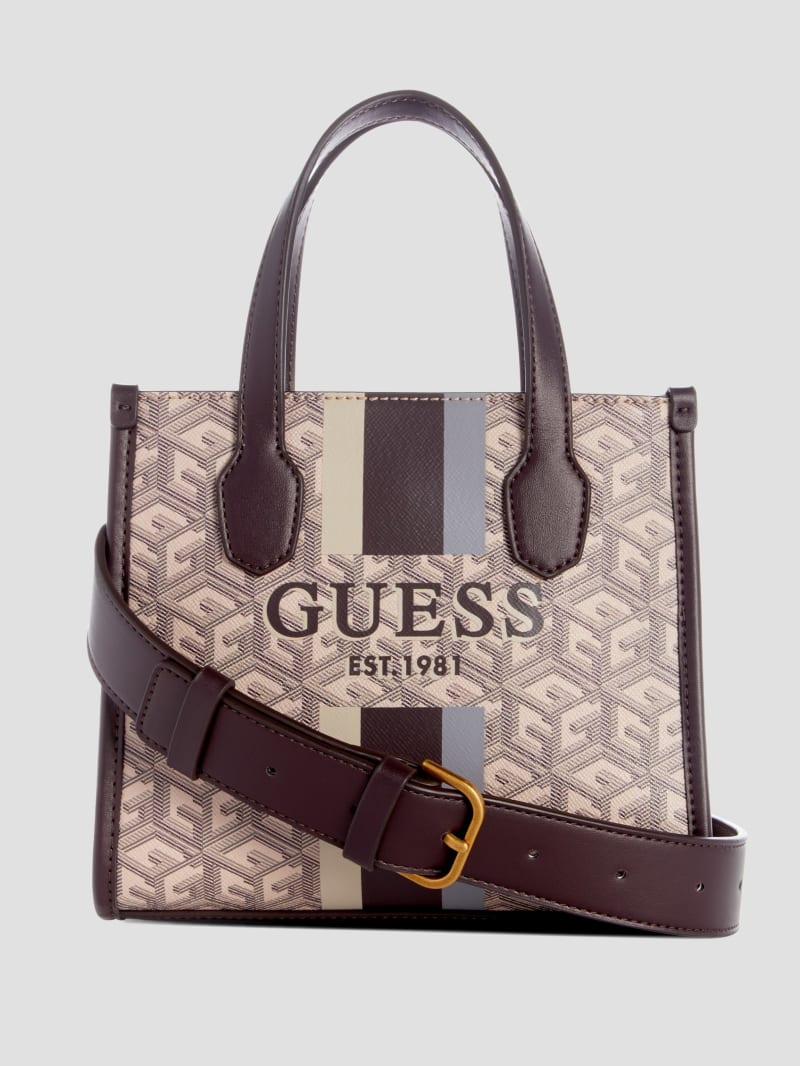 Guess Silvana Mini Totes - Espresso Logo Guess Silvana Mini Totes - Espresso Logo