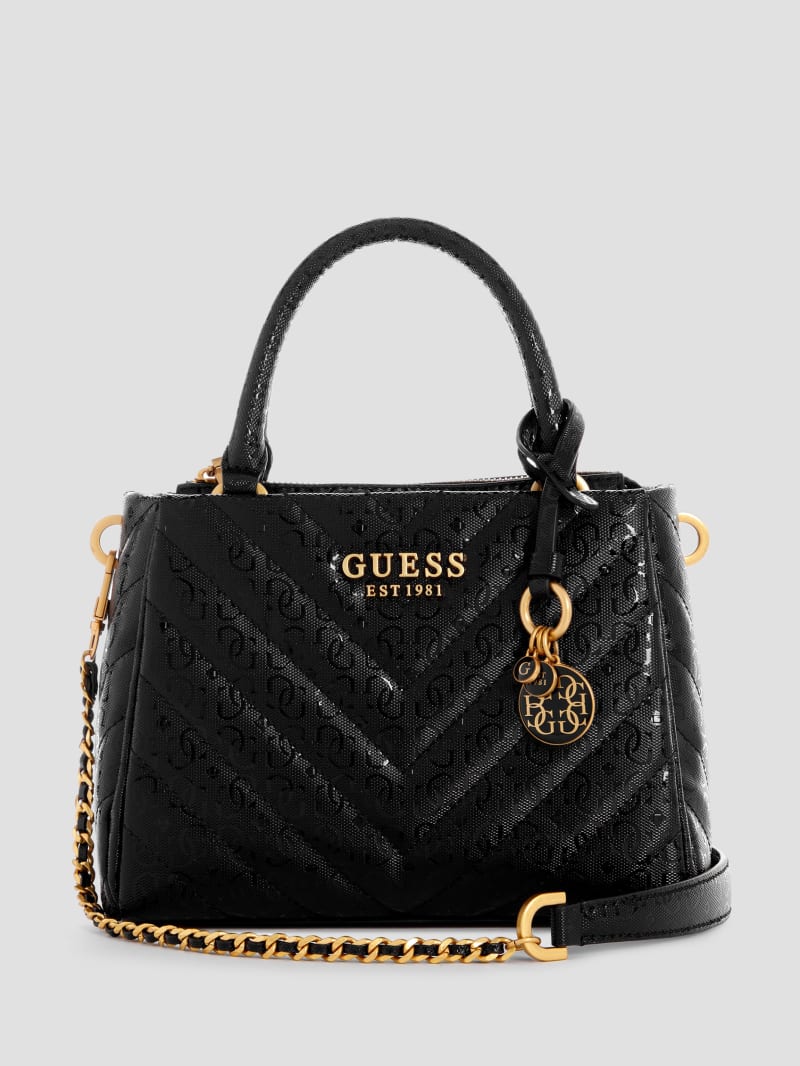 Guess Jania Quilted Small Girlfriend Satchel - Black Guess Jania Quilted Small Girlfriend Satchel - Black