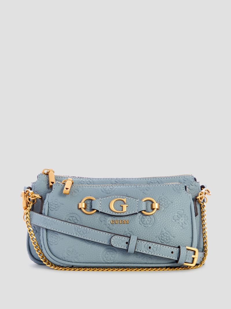 Guess Izzy Double Pouch Crossbody - Light Denim Logo Guess Izzy Double Pouch Crossbody - Light Denim Logo
