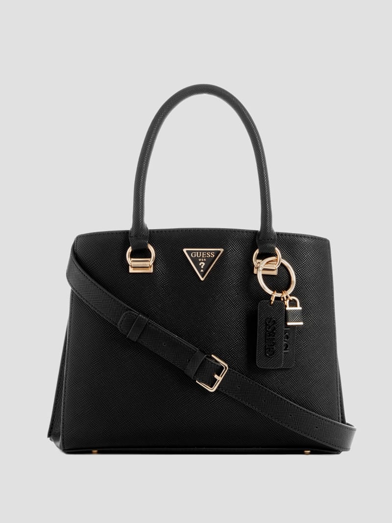 Guess Noelle Girlfriend Satchel - Black Floral Print Guess Noelle Girlfriend Satchel - Black Floral Print