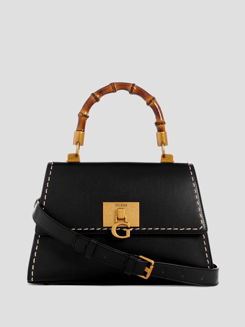 Guess Stephi Bamboo Handle Mini Satchel - Black Guess Stephi Bamboo Handle Mini Satchel - Black