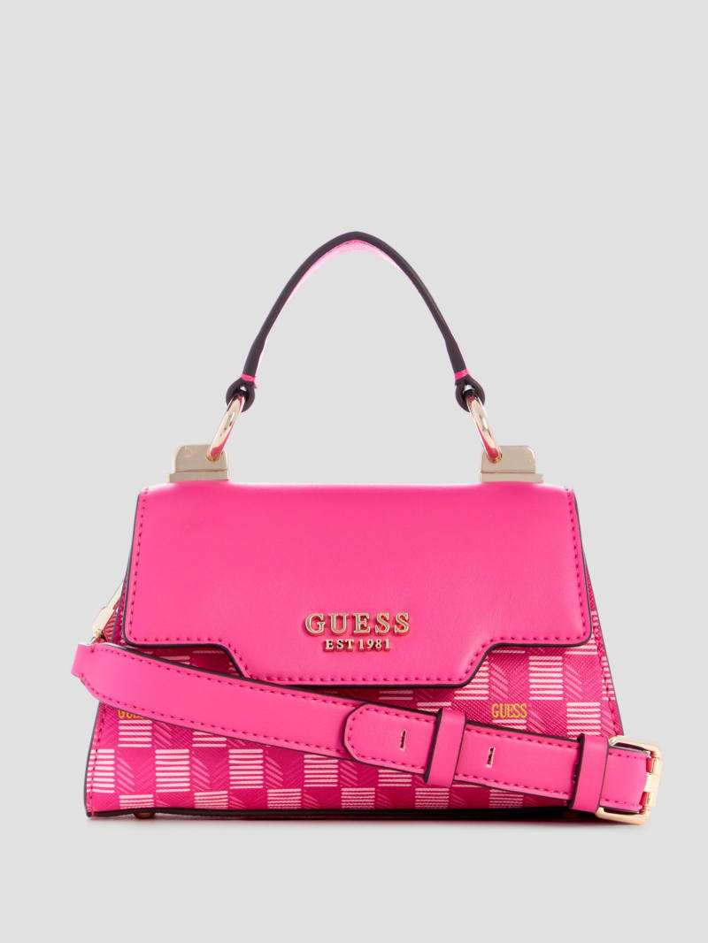Guess Hallie Mini Fold-Over Flap Bag - Fuchsia Logo Guess Hallie Mini Fold-Over Flap Bag - Fuchsia Logo