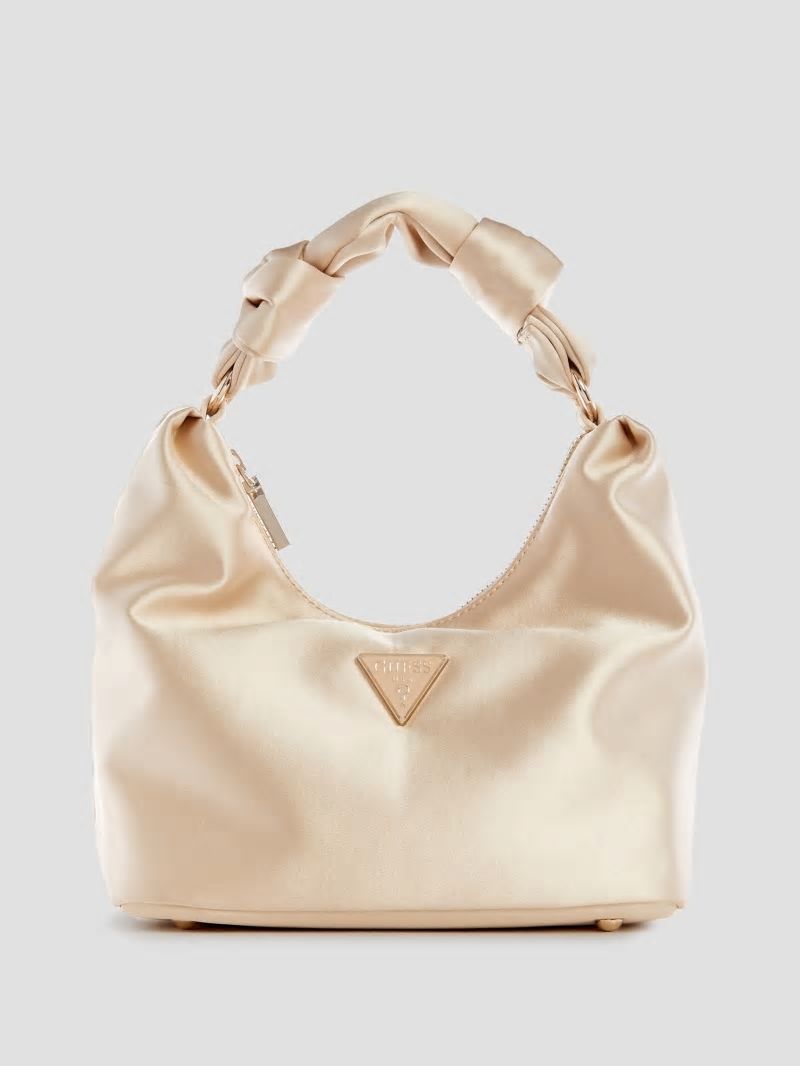 Guess Velina Satin Hobo Bag - Pale Gold Guess Velina Satin Hobo Bag - Pale Gold