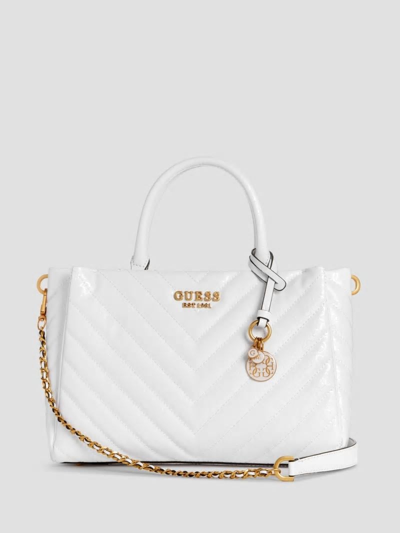 Guess Jania Quilted Society Satchel - White Guess Jania Quilted Society Satchel - White