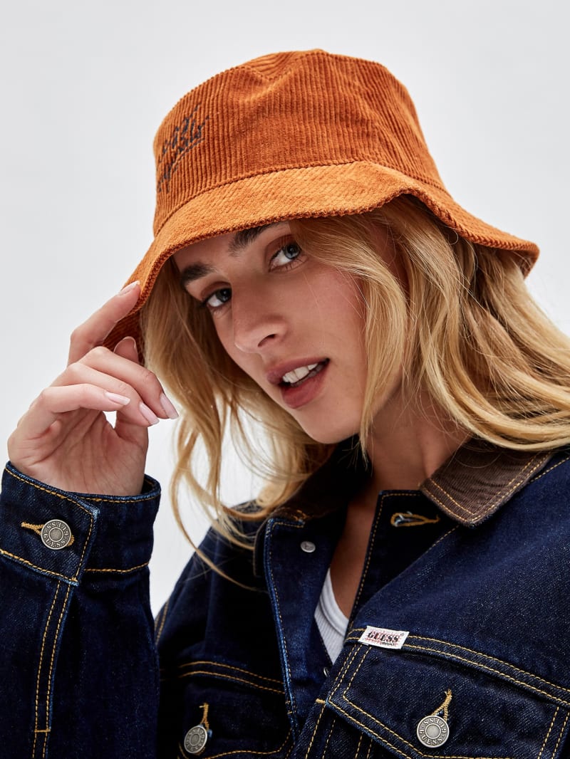 Guess GUESS Originals Corduroy Bucket Hat - Rust Brown Guess GUESS Originals Corduroy Bucket Hat - Rust Brown