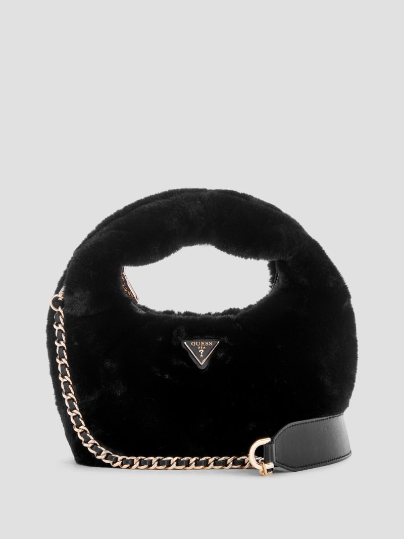Guess Katine Faux-Fur Shoulder Bag - Black Guess Katine Faux-Fur Shoulder Bag - Black