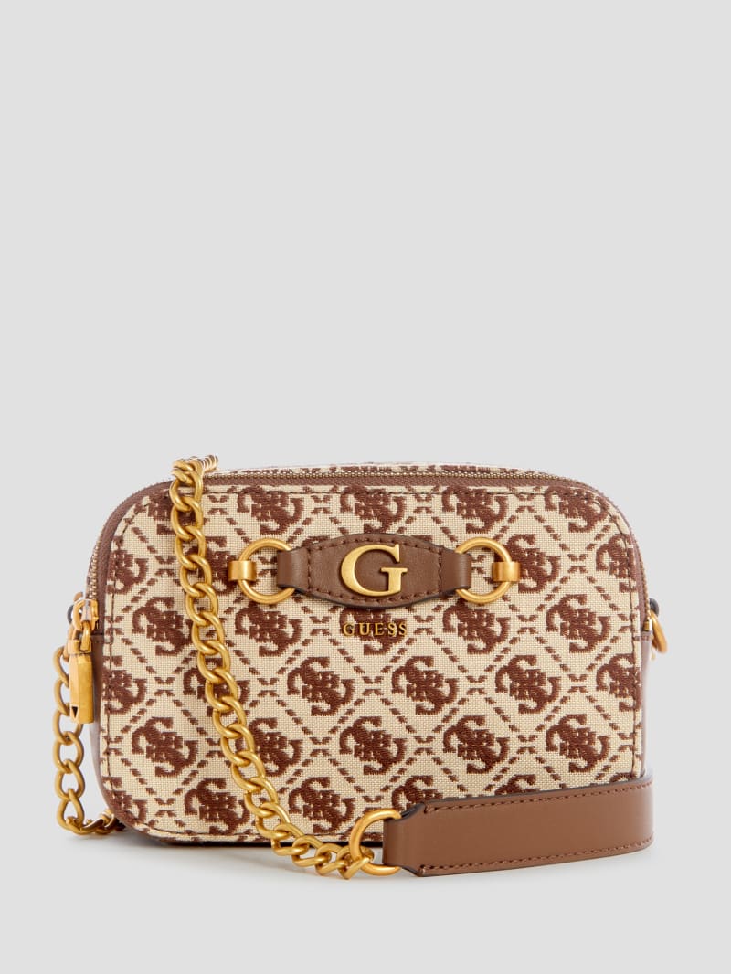 Guess Izzy Jacquard Logo Camera Bag - Brown Multi Guess Izzy Jacquard Logo Camera Bag - Brown Multi