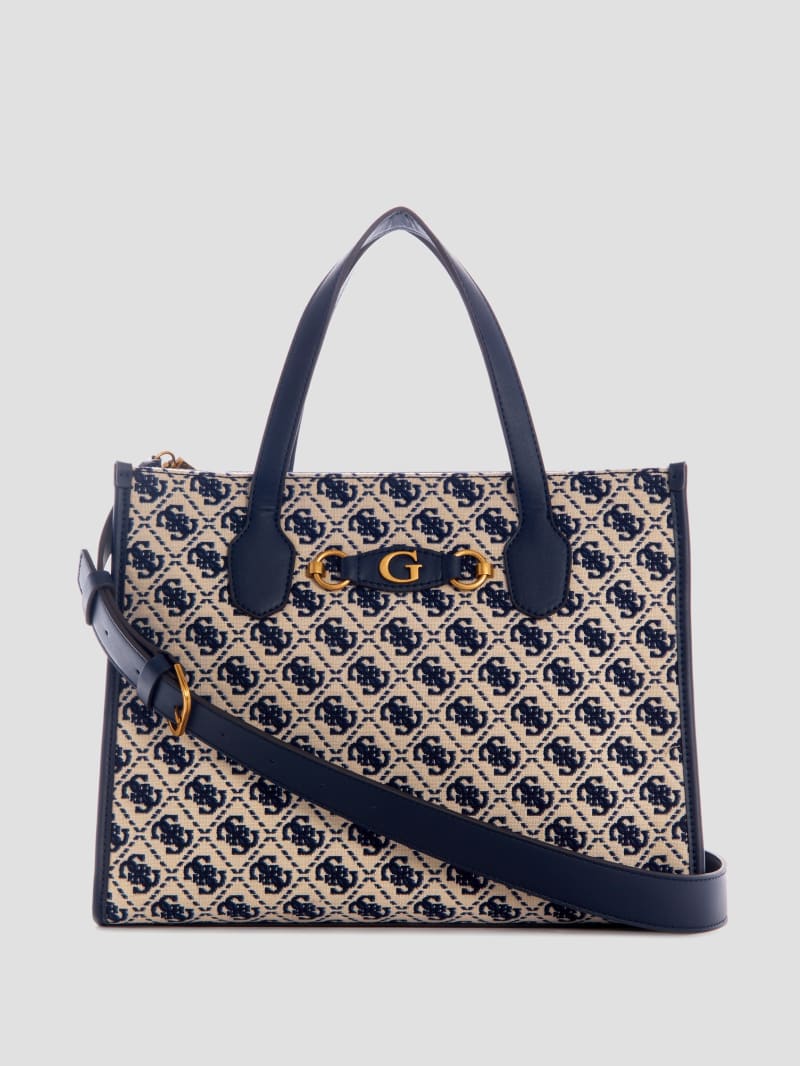 Guess Izzy Jacquard Logo Tote - Navy Logo Guess Izzy Jacquard Logo Tote - Navy Logo