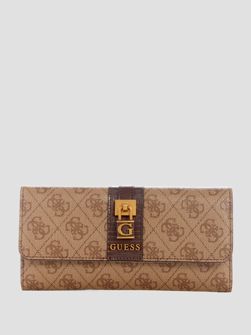 Guess Ginevra Logo Clutch Wallet - Latte Logo Guess Ginevra Logo Clutch Wallet - Latte Logo