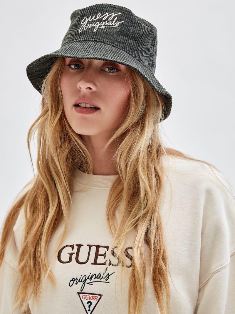 Guess GUESS Originals Corduroy Bucket Hat - Peyote Green Guess GUESS Originals Corduroy Bucket Hat - Peyote Green